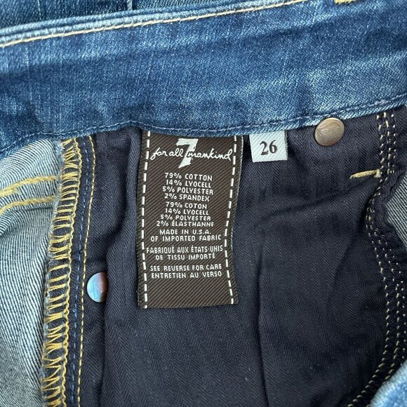 7 for All Mankind Kimmie Straight Leg Denim Jeans Medium Wash Blue Womens 26 - Picture 6 of 12